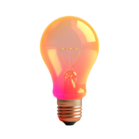 light bulb in 3D style trending color palette with png