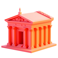 bank in 3D style trending color palette with png