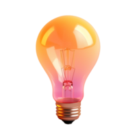 light bulb in 3D style trending color palette with png