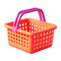 shopping basket in 3D style trending color palette with png