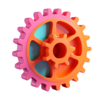 cog in 3D style trending color palette with png