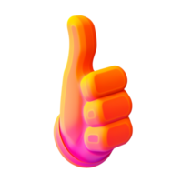 thumbs up in 3D style trending color palette with png