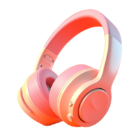 over the head headphones in 3D style trending color palette with png
