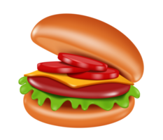 carne de vaca hamburguesa coronado con salsa de tomate para rápido comida publicidad diseño png