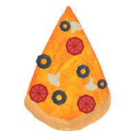 3d representación de un rebanada de Pizza con negro aceitunas y rojo pimientos en él. png