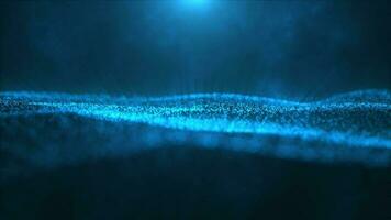 animado azul cor ondulado abstrato digital partícula fundo, animação cyber ou tecnologia fundo video
