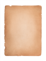 A vertical old sheet of paper isolated on transparent background. Stock photo png