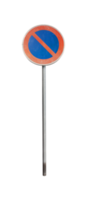 Used traffic sign no waiting with metal post. png