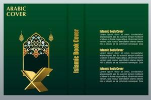 Arabic islamic style book cover design with ornament floral vector background