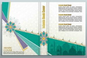 Arabic islamic style book cover design with ornament floral vector background