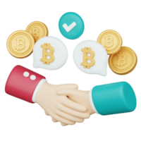 bitcoin acordo 3d criptomoeda investimento ícone png