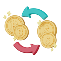 bitcoin échange 3d crypto-monnaie investissement icône png