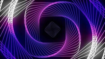 Animated Purple and white gradient square structure in spiral rotation video
