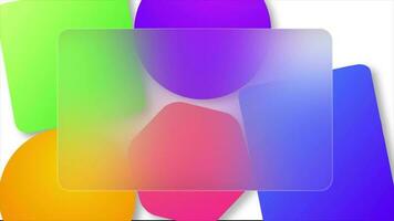 Animated multicolor rectangular shaped glass morphism background video