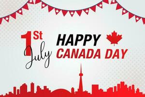 Vector happy Canada day city and flags background