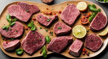 fresh meat on a beautiful plate. . photo