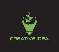 Creative idea logo for energy, ecology, technology, knowledge and creativity logo. On black background, Vector illustration.