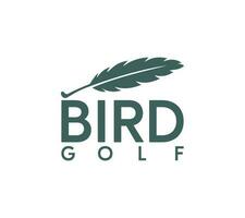 Bird or feather Golf game logo design on white background, Vector illustration.