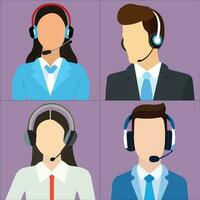 Call manager set avatar art work. vector