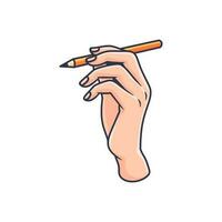 Premium quality vector pose 9 of hand holding pen and pencil doodle hand drawing art style