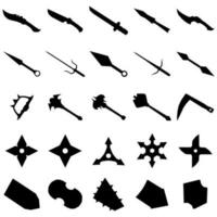 Free vector bundle silhouettes of ancient sharp weapons and ninja equipment suitable for decoration and various designs