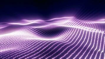 Abstract purple waves from glowing particles and lines futuristic hi-tech background video