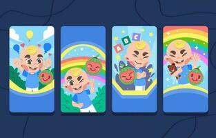 Baby and Watermelon Doll Banner Set vector