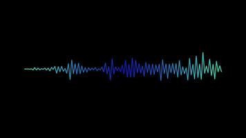 geluid Golf patroon van abstract blauw licht deeltjes Aan zwart achtergrond, geluid spectrum dans, geluid Golf animatie. video
