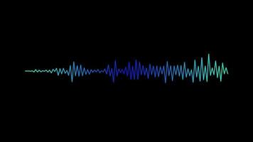 Klang Welle Muster von abstrakt Blau Licht Partikel auf schwarz Hintergrund, Klang Spektrum tanzen, Klang Welle Animation. video