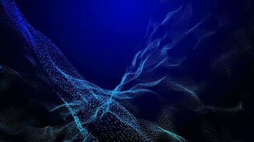 3d abstract blue light particles on blue gradient background. video