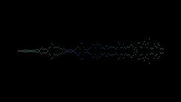 Sound wave pattern of abstract multicolored light particles on black background, sound spectrum dance, sound wave animation. video