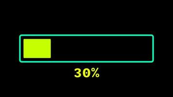 Loading bar downloading progress animation multicolor transfer 0-100 on black background. video