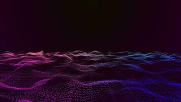 3d abstract multicolored light particles water ripple style on a black background video