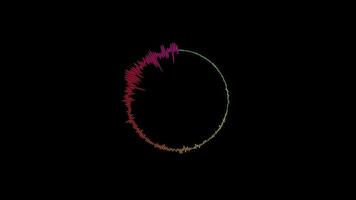 Abstract multicolored sound wave pattern on a black background ,Sound spectrum dance, sound wave animation video