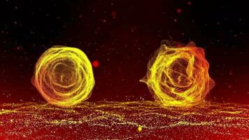 3D Abstract yellow red light particles audio waveform on red gradient background .Audio Spectrum Dancing ,Sound Wave Animation video