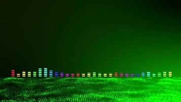 3D abstract multicolored sound wave pattern on green light particle gradient background ,Sound spectrum dance, sound wave animation video