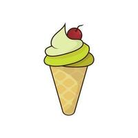 Doodle Ice Cream in Retro style. Vector isolated illustrstion ice cream whit heart for sticker and t shirt design in 1970 colors.