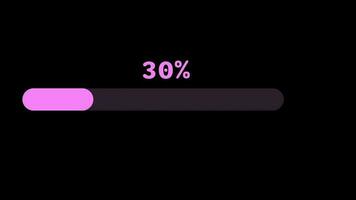 Loading bar downloading progress animation multicolor transfer 0-100 on black background. video