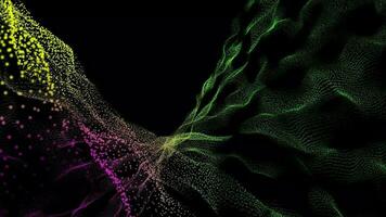 3d abstract multicolored light particles on black background video