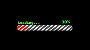 Loading bar downloading progress animation multicolor transfer 0-100 on black background. video