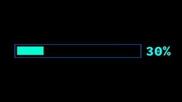 Loading bar downloading progress animation multicolor transfer 0-100 on black background. video