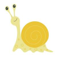 Hand drawn vector illustration of a cute cartoon snail. Vector illustration for card, poster, T-shirt, phone case.