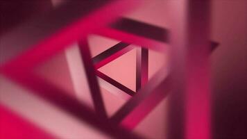 Animated 3d red color rotating triangular element background video