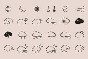 SET OF WEATHER ICON BLACK AND WHITE vector