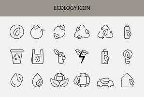 ECOLOGY ICONS SET. NATURE ICON COLLECTION. vector