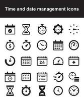 Time and date management icons vector