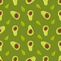 Seamless pattern avocado and leaves. Vector hand drawn