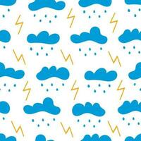 Seamless pattern with clouds with rain. Vector