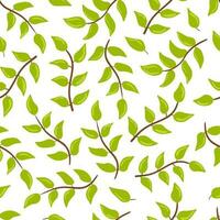 Seamless pattern with green twigs. Vector hand drawn