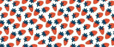 Seamless pattern with strawberry. Vector hand drawn horizontal